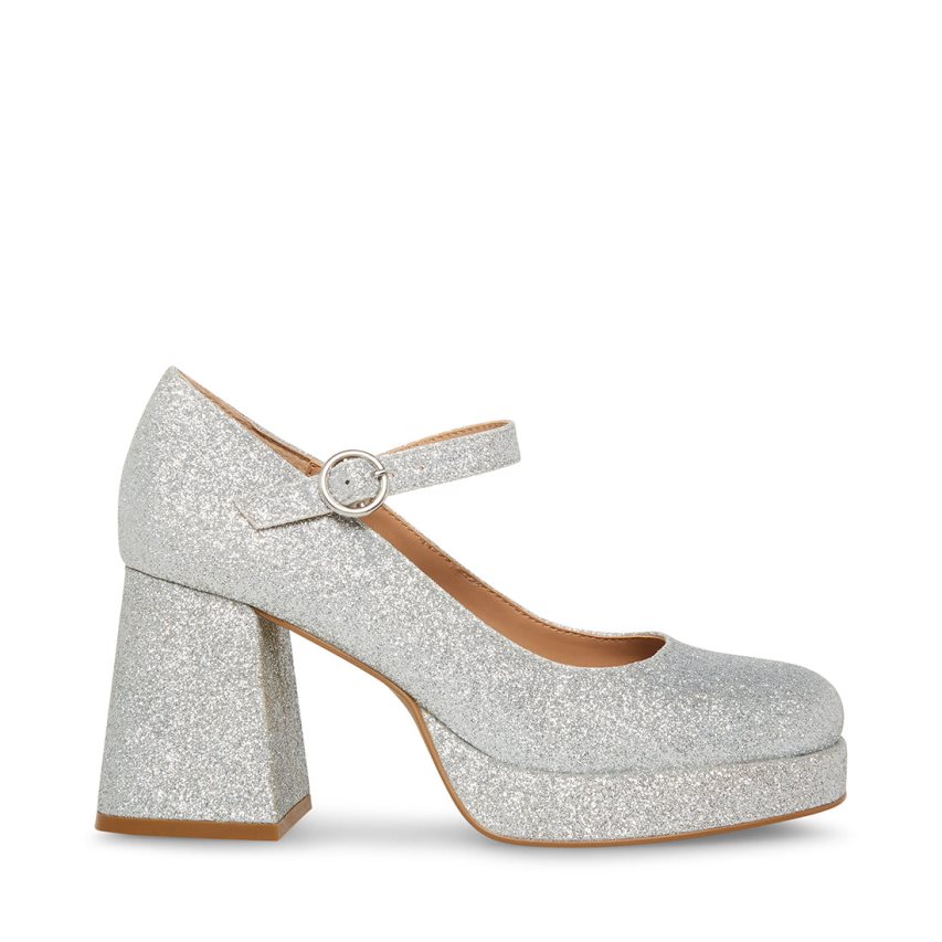 Tacones Steve Madden Mingle Glitter Mujer Plateadas | ES YZ0ES1